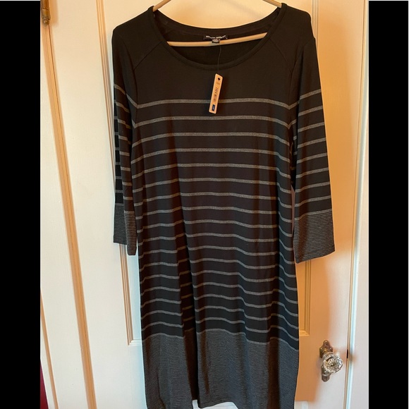 Hilary Radley Gray Striped Dress Size 